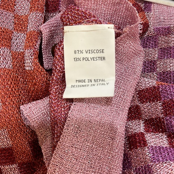 Happy Sheep NWT SIZE SMALL cardigan square pattern Fushia-Copper-Orange-Red - Picture 9 of 9